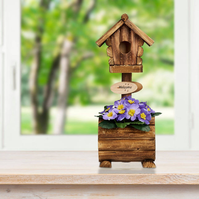 Nichoir décoratif avec pot de fleurs