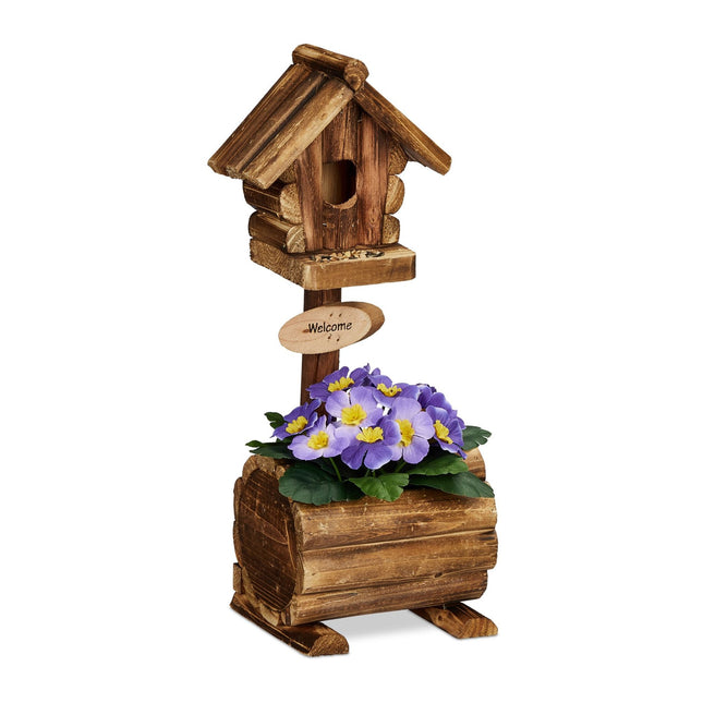 Nichoir décoratif avec pot de fleurs