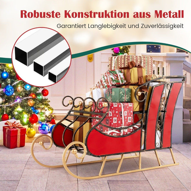 Deko-Schlitten aus Metall Weihnachtsschlitten für Weihnachten 93 x 41 x 59 cm Rot