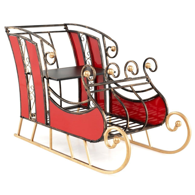 Deko-Schlitten aus Metall Weihnachtsschlitten für Weihnachten 93 x 41 x 59 cm Rot