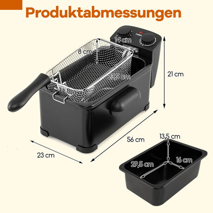 Friteuse 2000 W, capacité d'huile 3 L, thermostat réglable