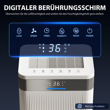 Déshumidificateur, réservoir de 4,5 L, minuterie 24 heures, affichage LED