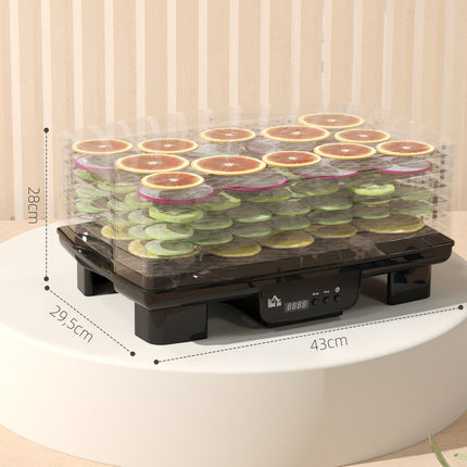 Déshydrateur déshydrateur avec 6 compartiments réglables en hauteur, 550 W, 40-70°C, minuterie 48 heures, déshydrateur pour viande, fruits, légumes, fleurs, noir