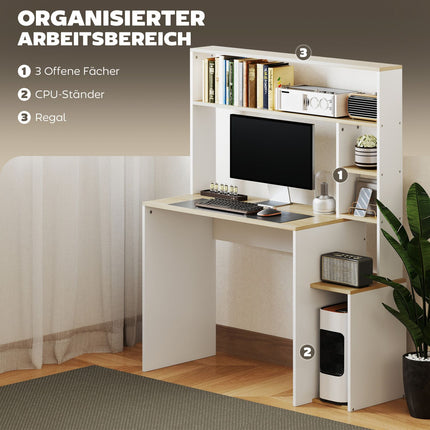 Bureau 113 x 45 cm Bureau d'ordinateur Table de bureau avec étagères ouvertes Support CPU Cadre en acier pour bureau à domicile Chambre à coucher Chêne |