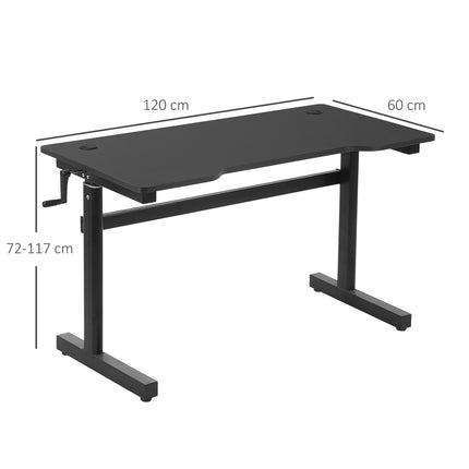 Höhenverstellbarer Stehtisch, Kurbelmechanismus, schwarz, 120x60 cm