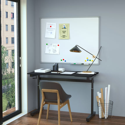 Höhenverstellbarer Stehtisch, Kurbelmechanismus, schwarz, 120x60 cm