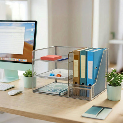 Organiseur de bureau, maille métallique, 5 compartiments