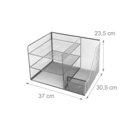 Organiseur de bureau, maille métallique, 5 compartiments