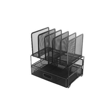Schreibtisch-Organizer mit 6 Fächern, Schublade, Stahlgitter