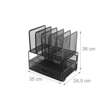 Schreibtisch-Organizer mit 6 Fächern, Schublade, Stahlgitter