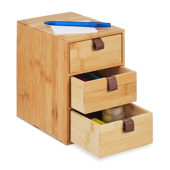 Schreibtisch-Organizer mit 3 Bambusschubladen