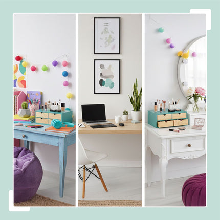 Organiseur de bureau avec 4 tiroirs en bambou