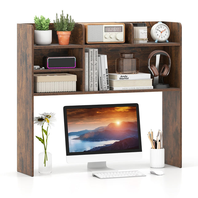 Organiseur de bureau à 6 étagères, marron rustique