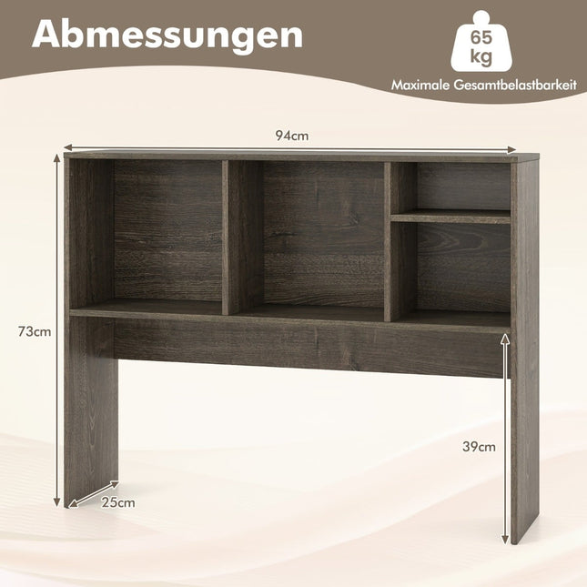 Tischregal mit 4 Fächern, 94x25x73 cm, Grau