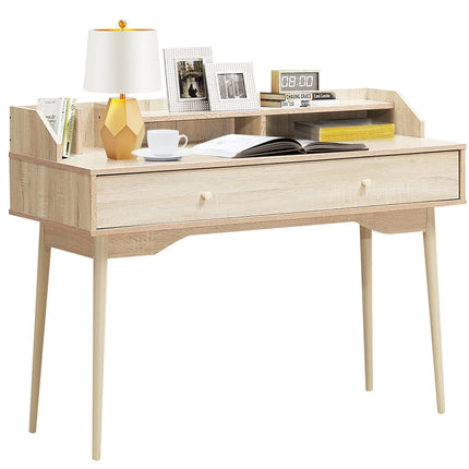 Schreibtisch Computertisch mit Schublade Bürotisch aus Massivholz PC Arbeitsplatz 120 x 50 x 93 cm Natur