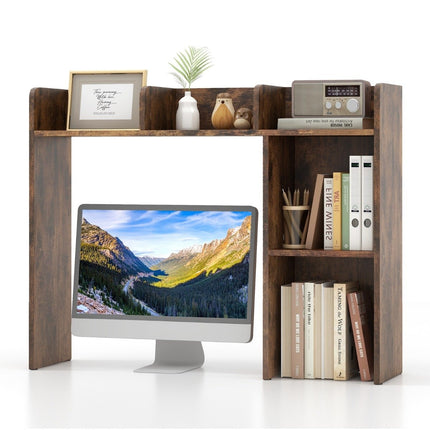 Étagère de bureau étagère de table avec 4 étagères et compartiment ouvert 94 x 25 x 74 cm Marron rustique