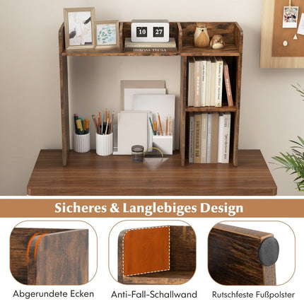Étagère de bureau étagère de table avec 4 étagères et compartiment ouvert 94 x 25 x 74 cm Marron rustique