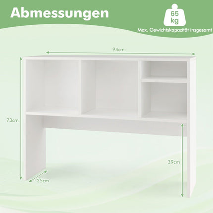 Étagère de bureau avec 4 compartiments, étagère de table, étagère de bureau, bibliothèque, 94 x 25 x 73 cm, blanc