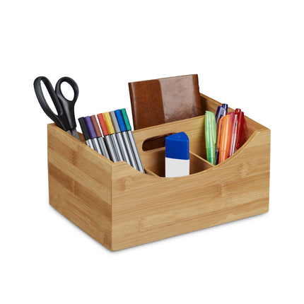 Rangement de bureau avec poignée en bambou