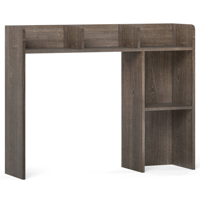 Bibliothèque de bureau à 4 étagères et dos ouvert, en bois gris