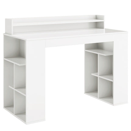 Bureau avec étagère pour écran et 2 étagères, table d'ordinateur 120 x 54 x 90 cm blanc