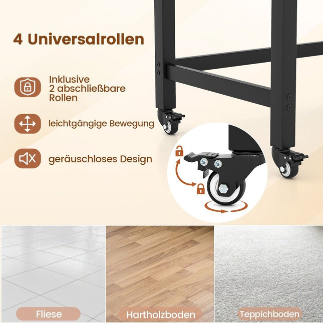 Schreibtisch mit Rollen Computertisch mit abnehmbarer Stofftasche und Kopfhörerhaken 120 x 60 x 75 cm Natur