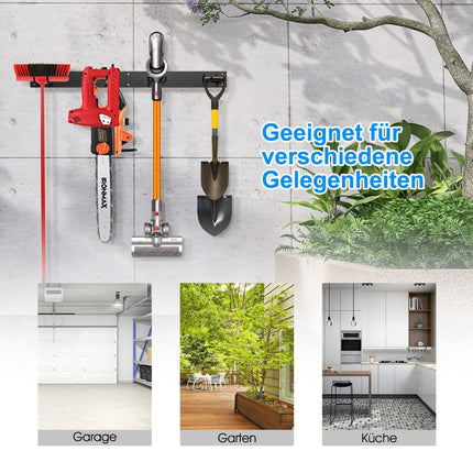 Support mural pour appareils avec 4 crochets doubles Porte-outils de jardin Capacité de charge de 150 kg