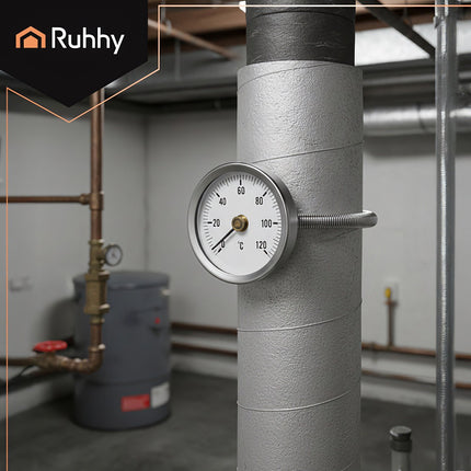 Bimetallthermometer für Öfen von 0-120 °C, Rohrbefestigung