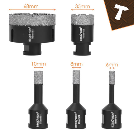 Jeu de 6 scies cloches diamantées, 6-68 mm, adaptateur M14