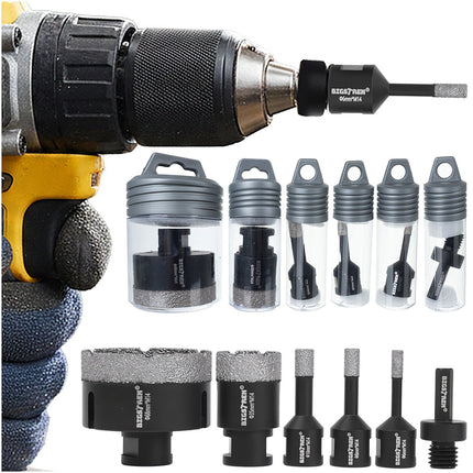 Jeu de 6 scies cloches diamantées, 6-68 mm, adaptateur M14