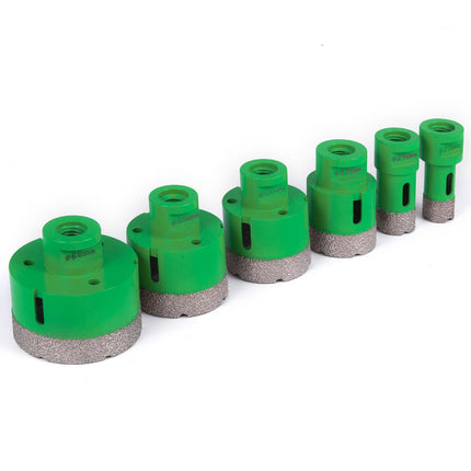 Diamond Hole Saw Set, 6-Piece, 20–68 mm, M14 Thread, Tile, Granite