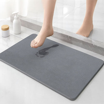 Tapis de bain en terre de diatomées - Antidérapant, séchage rapide, gris
