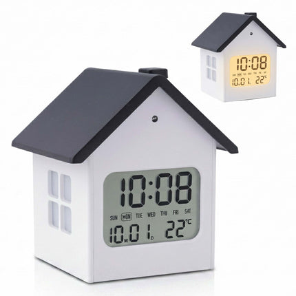 Réveil numérique en forme de maison avec écran LCD