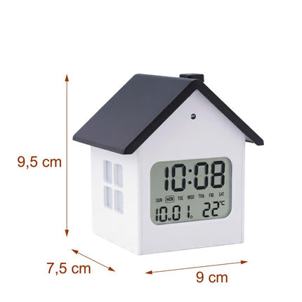 Réveil numérique en forme de maison avec écran LCD