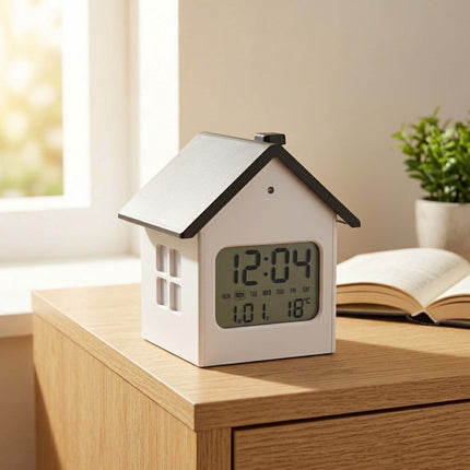 Réveil numérique en forme de maison avec écran LCD