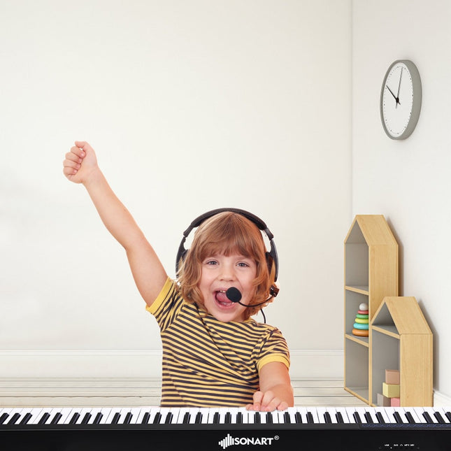 Digitalpiano Keyboard 88 Tasten Tragbares elektronisches Musikinstrument Kinderklavier Kinderklavier Schwarz