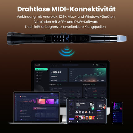 Digitales Saxophon mit Wireless MIDI, 100 Sounds, Schwarz