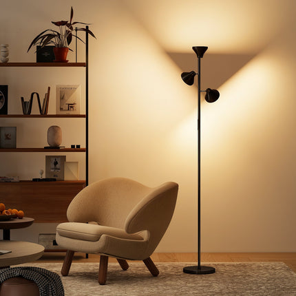 Lampadaire à intensité variable avec lampe de lecture, RGB, télécommande