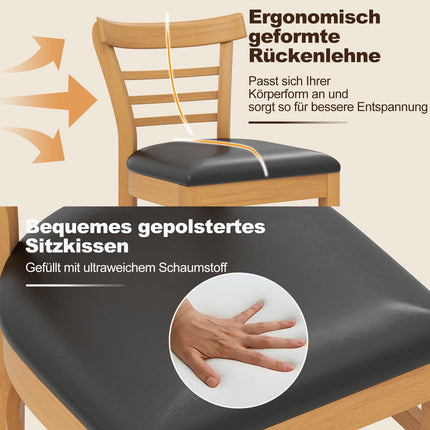 Ensemble de 2 chaises de salle à manger, similicuir, pieds en bois d'hévéa