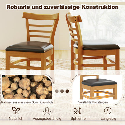 Ensemble de 2 chaises de salle à manger, similicuir, pieds en bois d'hévéa