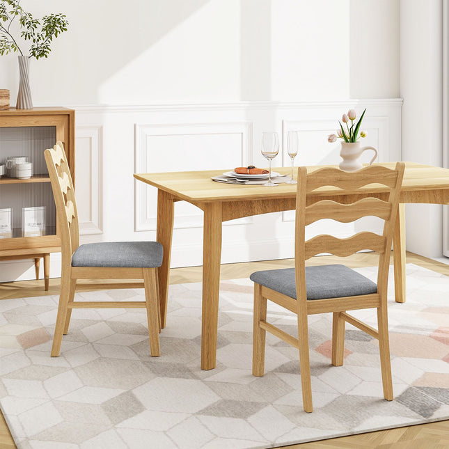 Ensemble de 2 chaises de salle à manger, revêtement en lin, structure en bois d'hévéa