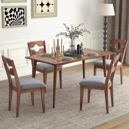 Ensemble de 2 chaises de salle à manger, dossier haut en tissu rembourré, grises