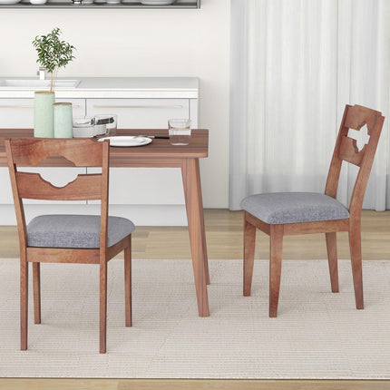 Ensemble de 2 chaises de salle à manger, dossier haut en tissu rembourré, grises