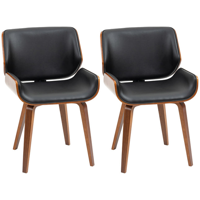 Lot de 2 chaises de salle à manger, similicuir noir, cadre en bois