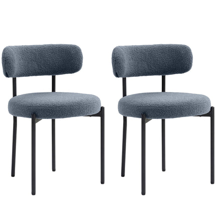 Esszimmerstühle 2er-Set, Fleece-Polsterung, Metallbeine, Grau