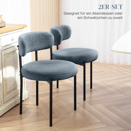 Esszimmerstühle 2er-Set, Fleece-Polsterung, Metallbeine, Grau