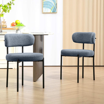 Esszimmerstühle 2er-Set, Fleece-Polsterung, Metallbeine, Grau