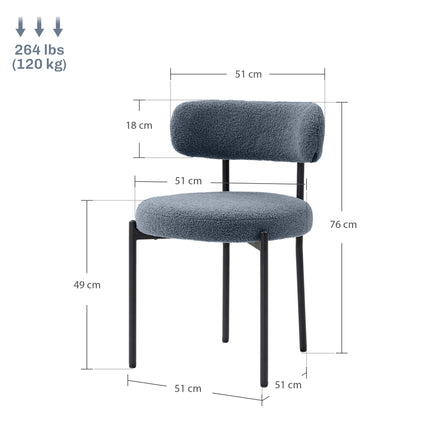 Esszimmerstühle 2er-Set, Fleece-Polsterung, Metallbeine, Grau