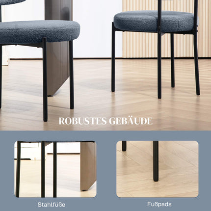 Esszimmerstühle 2er-Set, Fleece-Polsterung, Metallbeine, Grau