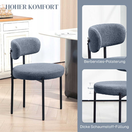 Esszimmerstühle 2er-Set, Fleece-Polsterung, Metallbeine, Grau